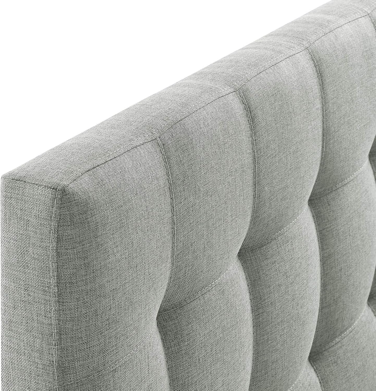 AMZ-5041 Lily Tufted Linen Fabric Upholstered Queen Headboard in Gray