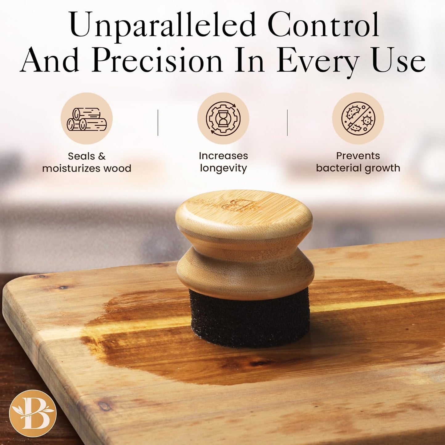 Cutting Board Oil Applicator - Brush for Applying Mineral Oil, Wax, and Wood Oil on Cutting Boards, Butcher Blocks, Bamboo, Wooden Utensils - Kitchen Maintenance Tool & Gift Idea