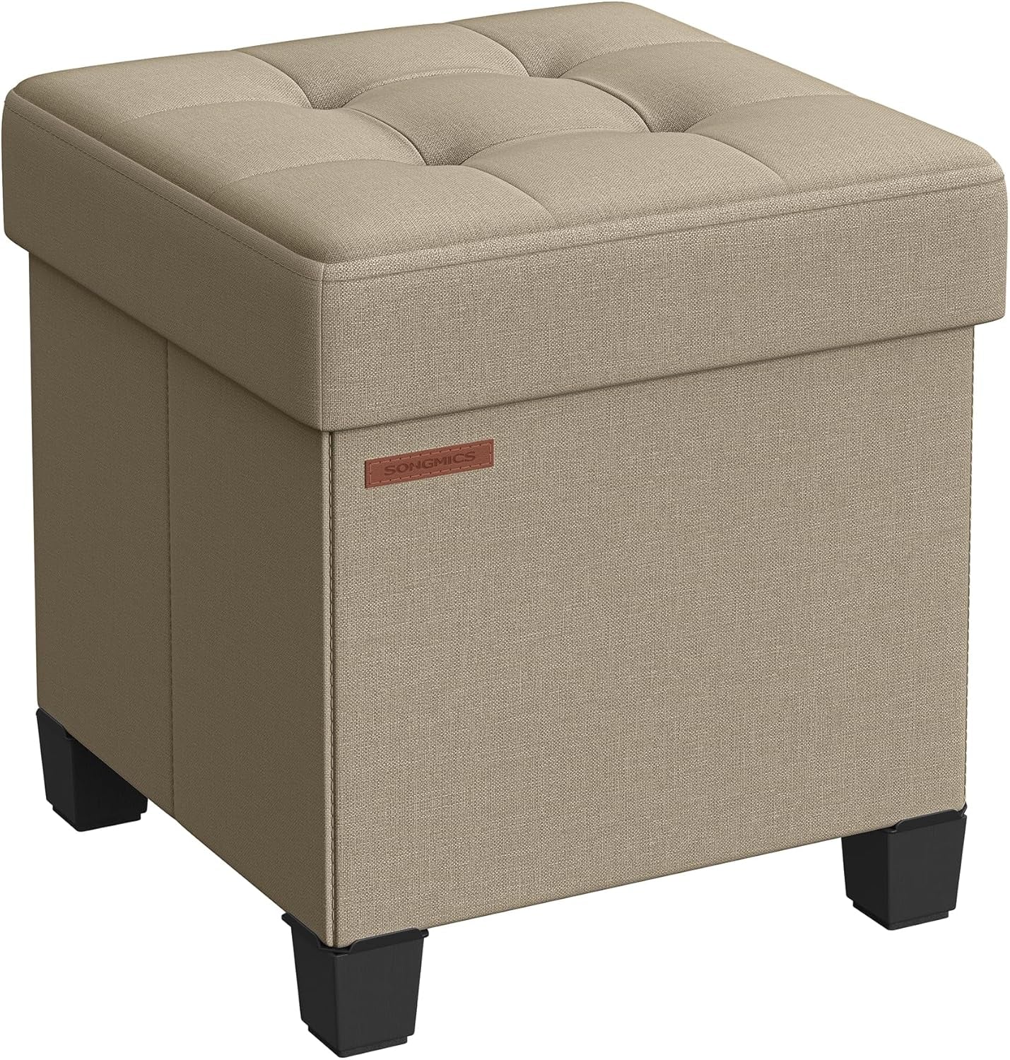 15 Inches Cube Storage Ottoman, Bedroom Bench with Storage, Foot Stool with Feet, Holds up to 660 Lb, Dark Gray ULSF14GYZ