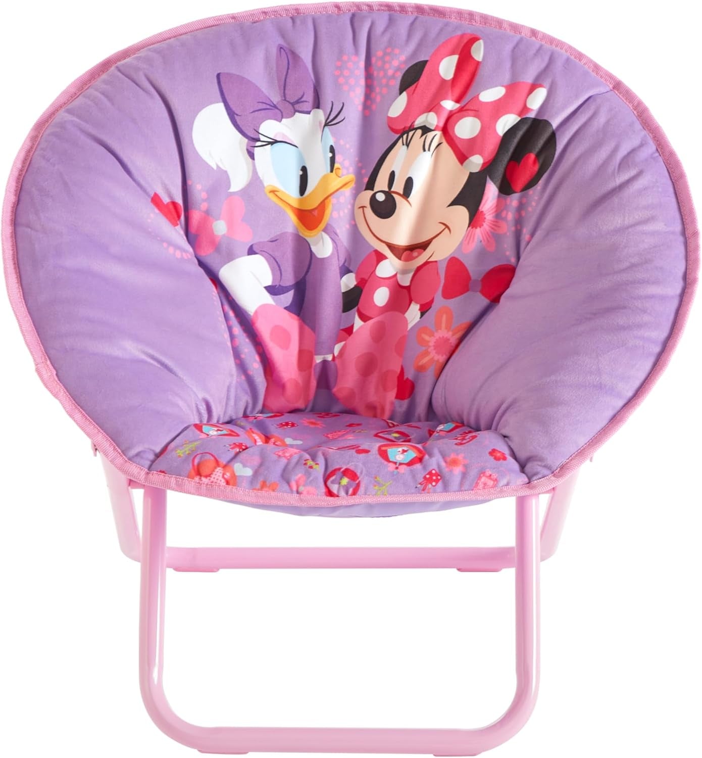 Disney Minnie Mouse Toddler Saucer Chair 19” Folding Kids Chair, Ages 3+, Portable & Lightweight, Cozy Padded Seat for Playroom, Bedroom