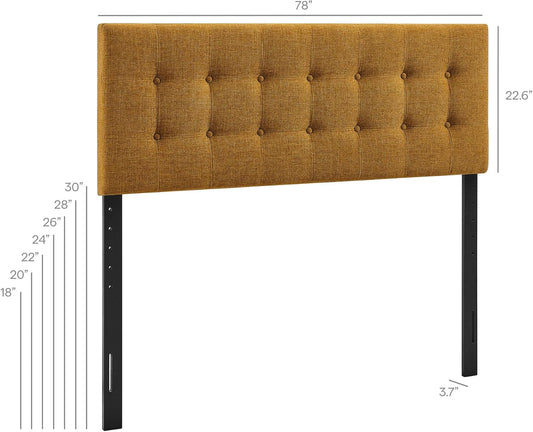 Emily King Size Fabric Headboard in Copper - Linen-Like Upholstery with Button Tufting and 7 Adjustable Height Positions