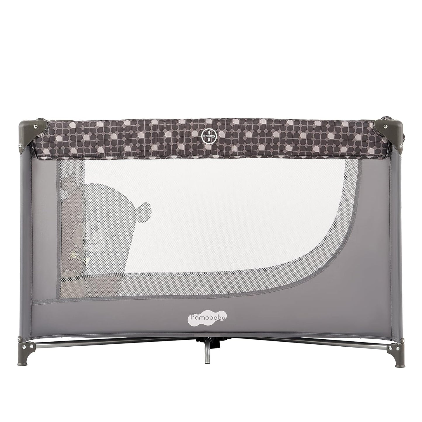 Portable Crib Baby Playpen with Mattress and Carry Bag Grey