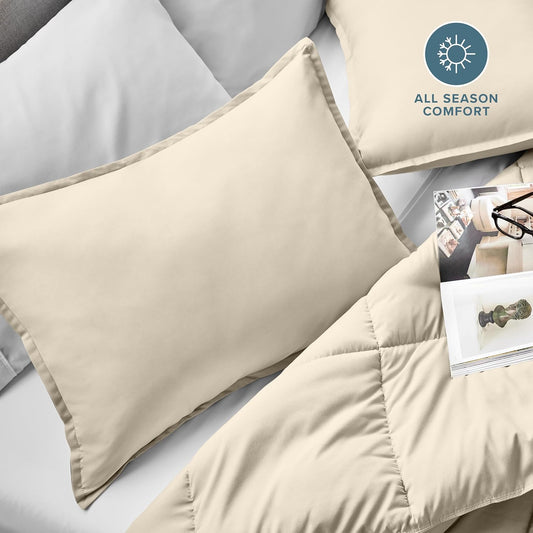 King Pillow Sham Covers - Set of 2 - Premium 1800 Ultra-Soft Microfiber - Double Brushed - Stain & Fade Resistant - Bed Pillow Shams - Pillows Not Included (Set of 2, Sand)