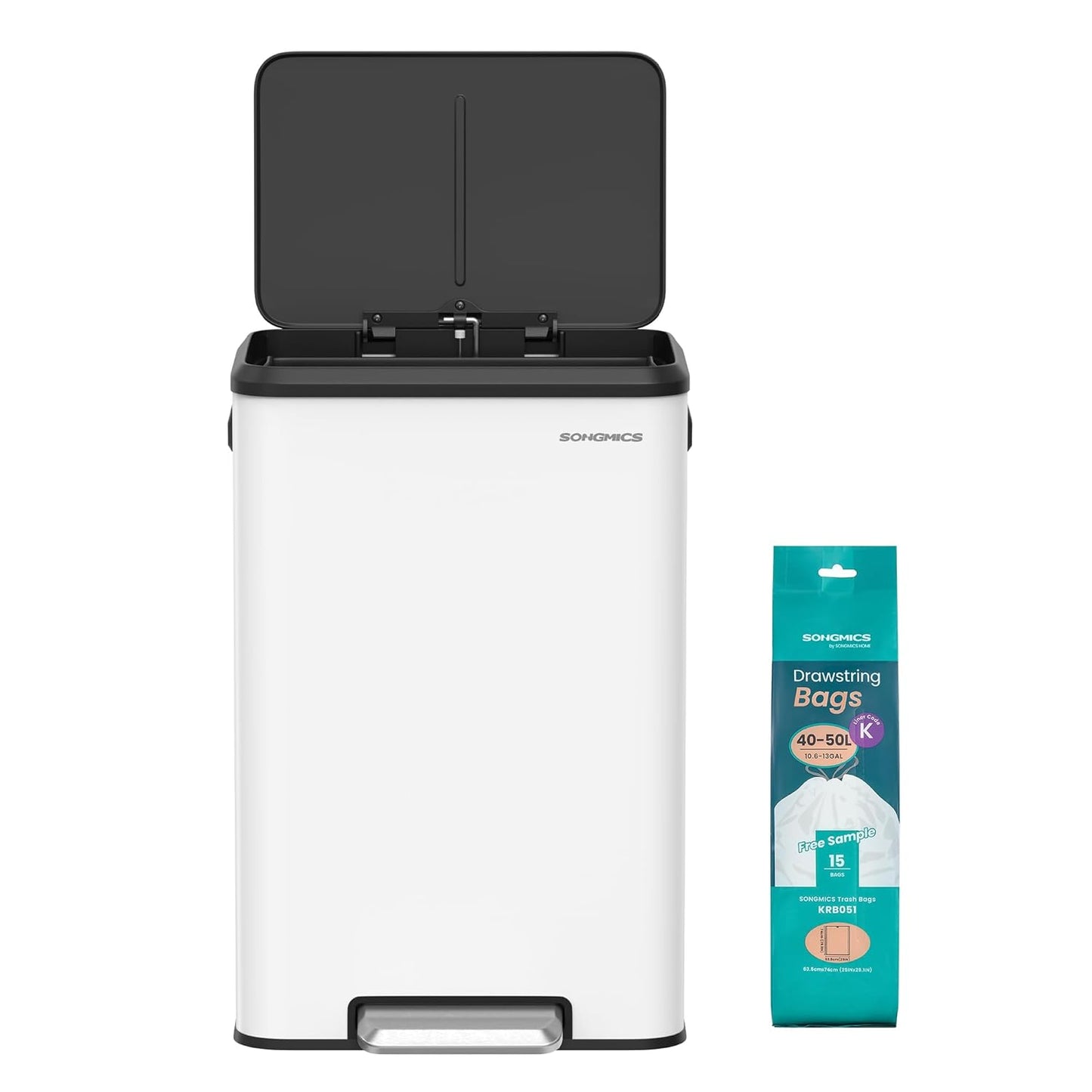 Kitchen Trash Can, 10.5-Gallon (40L) Garbage Can with Lid and Wide Foot Pedal, Soft Close and Stays Open, Black ULTB541B40