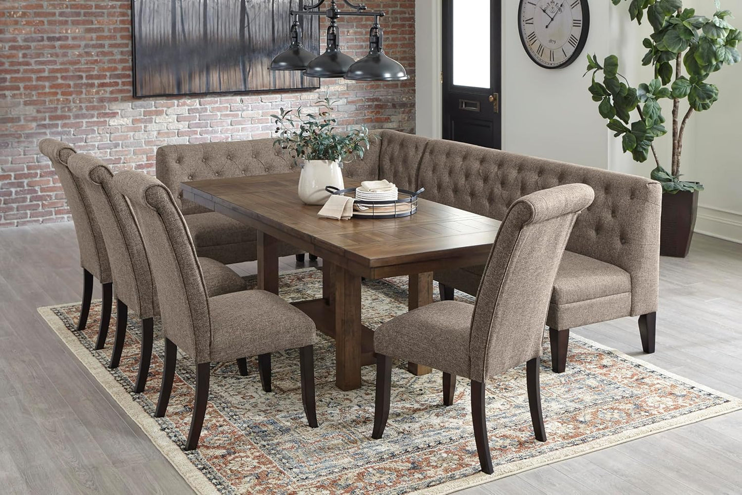 Moriville Farmhouse 36” X 30” Dining Extension Table, Seats up to 8, Brown