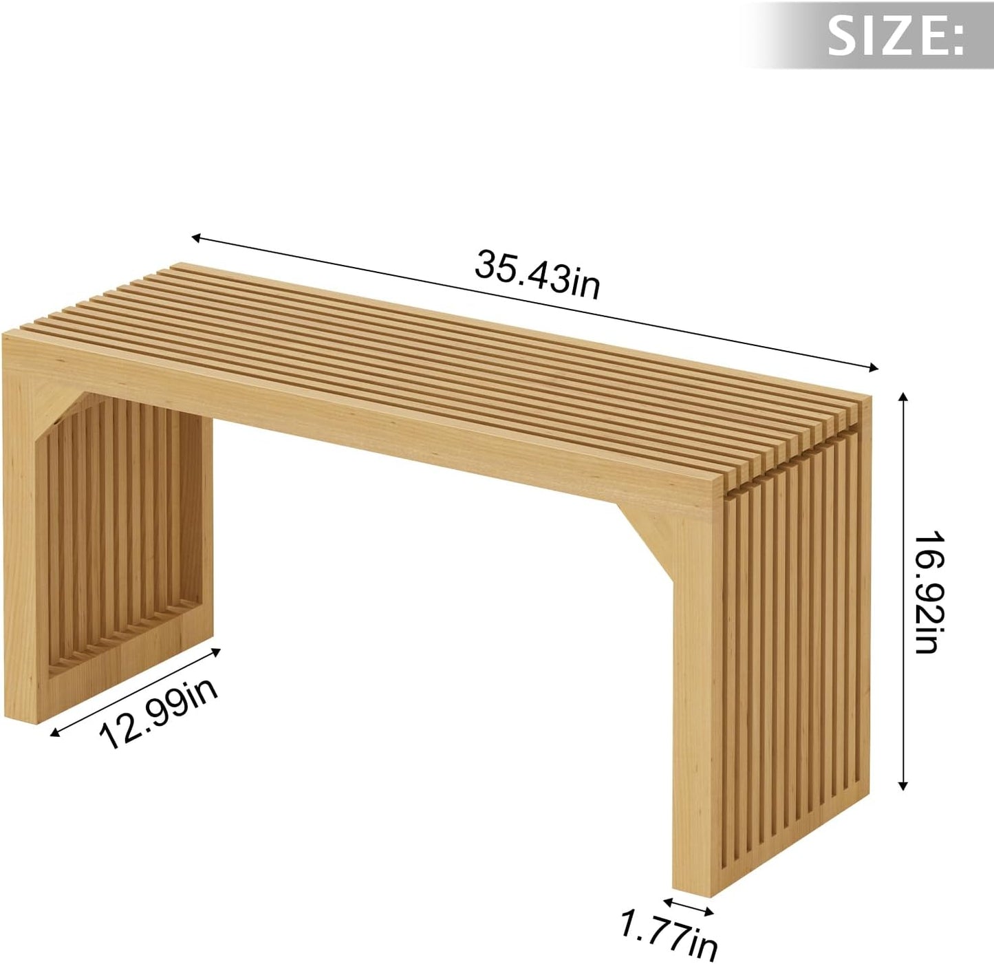 35" Dining Bench, Indoor Wood Bench for Entryway,Living Room,Kitchen and Bedroom (Nature, Long Bench)