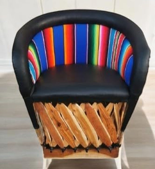 Equipal Forniture Traditional Mexican Equipal Chair Black Color Zarape , Artisan in Mexico Equipales San José Original Skin Ideal for Your Home, Bar, Restaurant, Office, Hotel