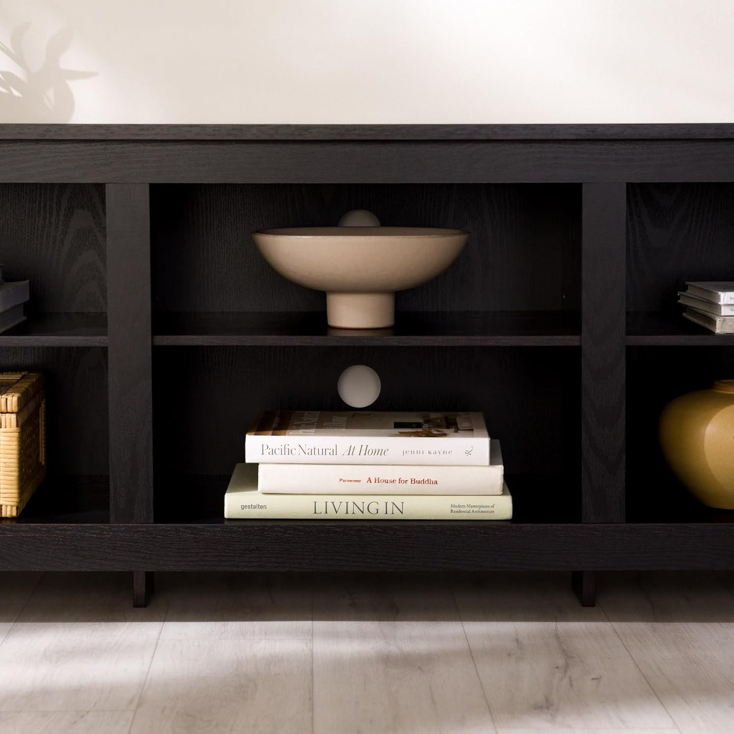 Wren Classic 6 Cubby TV Stand for Tvs up to 80 Inches, 70 Inch, Black