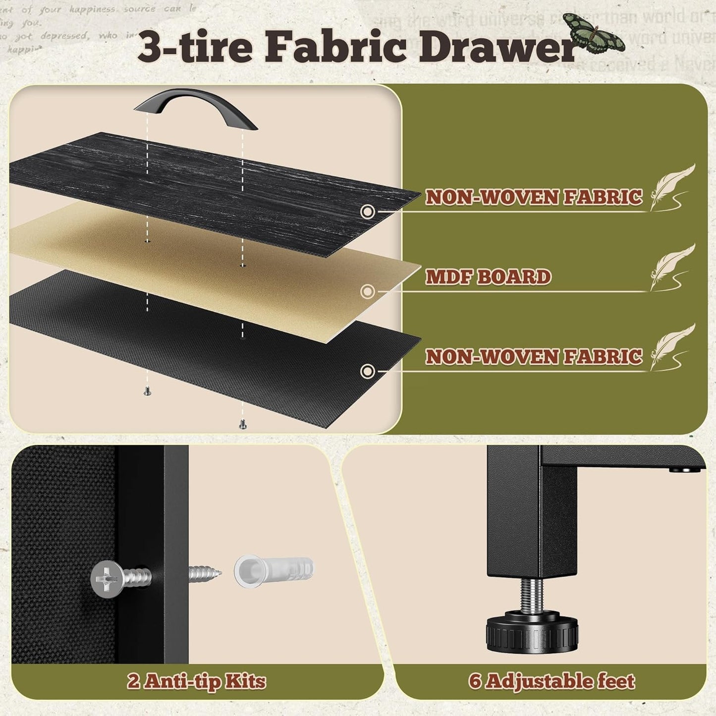 55" W Dresser for Bedroom with 9 Drawers, LED TV Stand with Power Outlets for 45, 55, 65 Inch TV, Sturdy Long Chest of Drawers with Extra 2 Wooden Shelves, Grain Black