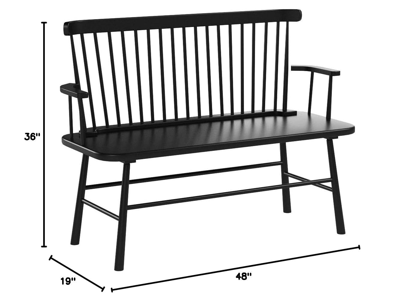 Jerimiah Black Wood Spindleback Bench by Crown Mark