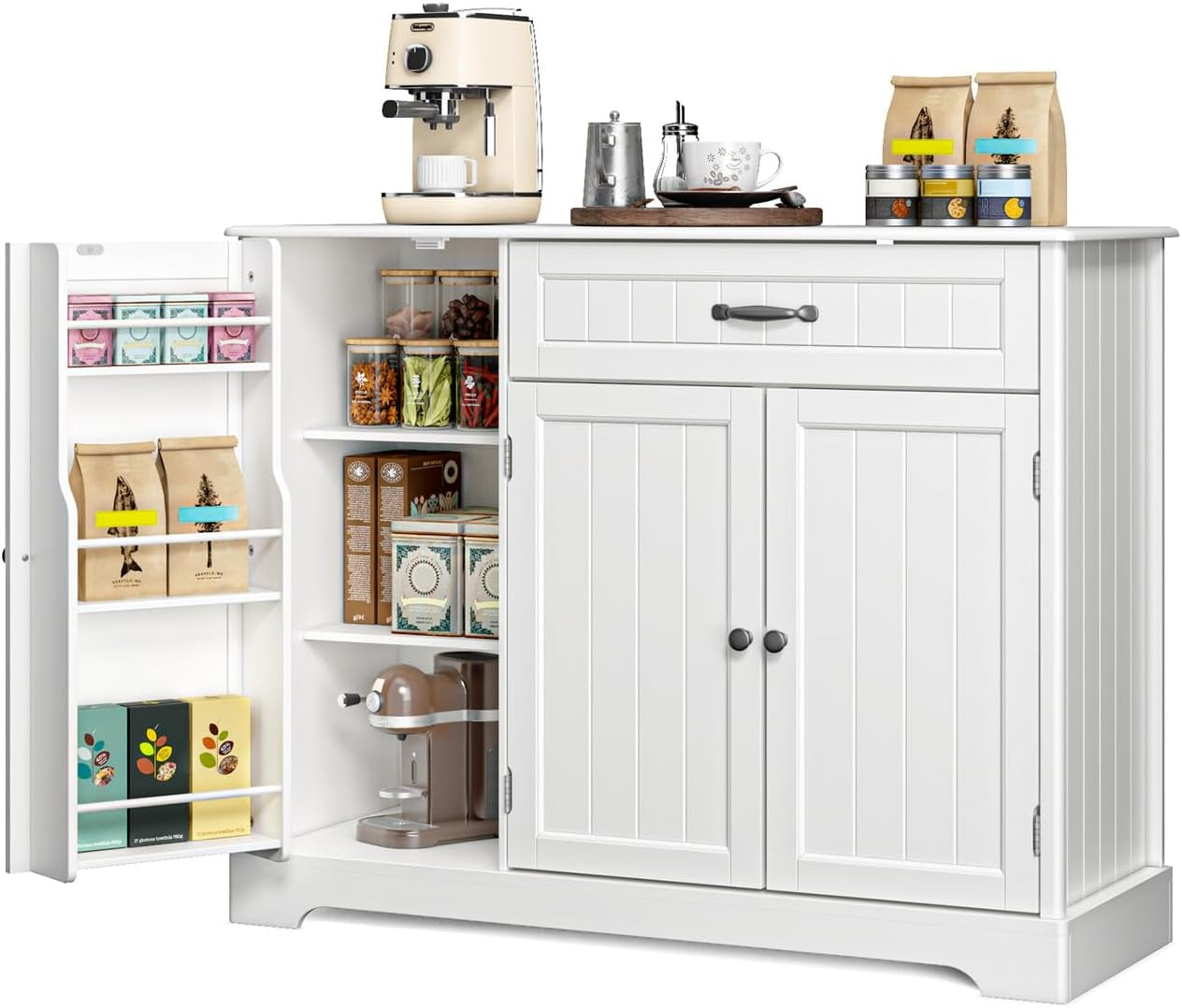Kitchen Sideboard Buffet Cabinet with Storage Small Coffee Bar Cabinet with Drawer, Kitchen Pantry Storage Cabinet with Door and Shelves for Bathroom and Living Room