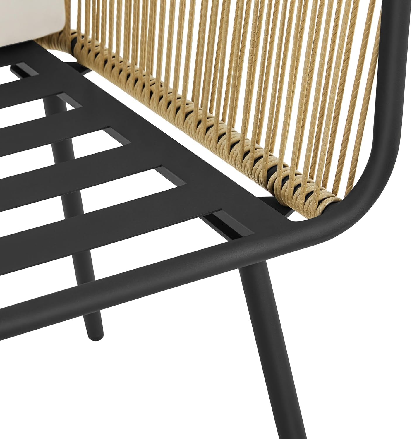 3 Piece Patio Rattan Bistro Set, Outdoor All Weather PE Wicker Conversation Furniture Set with 2 Chairs & Tempered Glass Top Table & Cushions, for Poolside/Porch/Garden/Yard, Tan/Cream