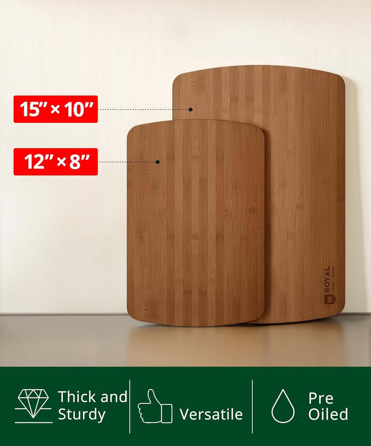 Wooden Cutting Boards for Kitchen Meal Prep & Serving - Bamboo Wood Serving Board Set with Deep Juice Groove Side Handles - Charcuterie & Chopping Butcher Block for Meat
