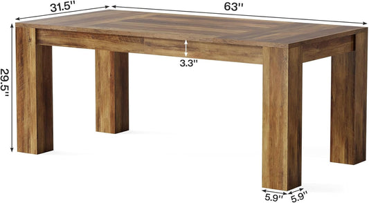 63-Inch Executive Desk, Large Office Computer Desk, Simple Workstation Writing Table Study Table for Home Office, Rustic Brown