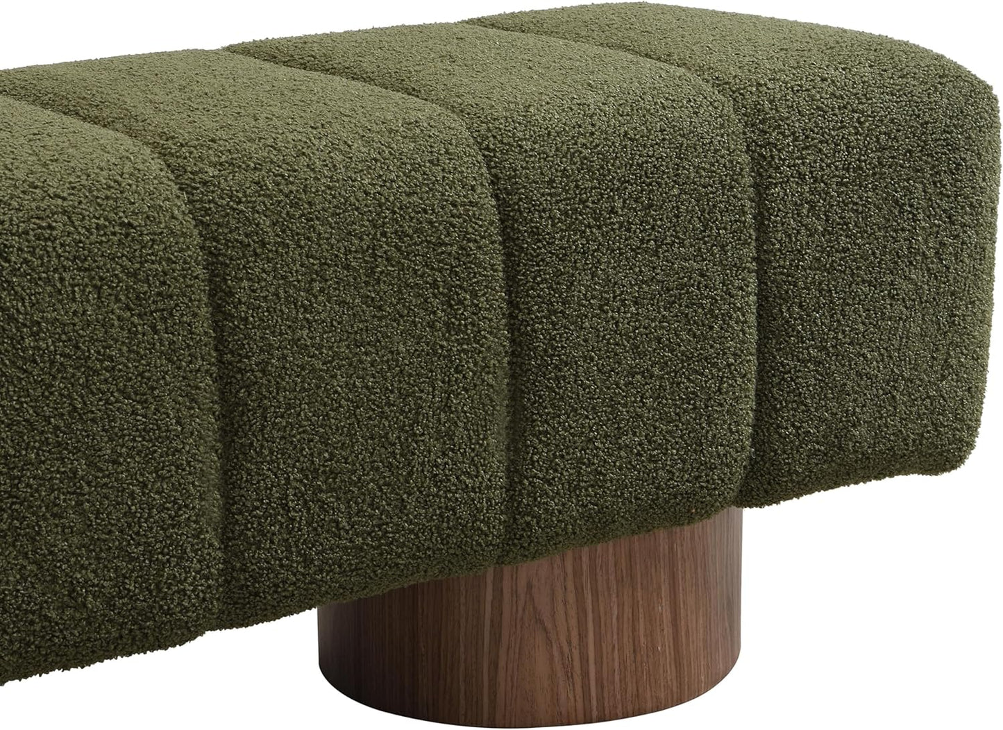 Manila 50" Boucle Fabric Dining Bench, Rectangular Upholstery Ottoman Bench, Bedroom End of Bed Footstool, Living Room Extra Seat Footrest, No Assembly Needed, Jungle Green