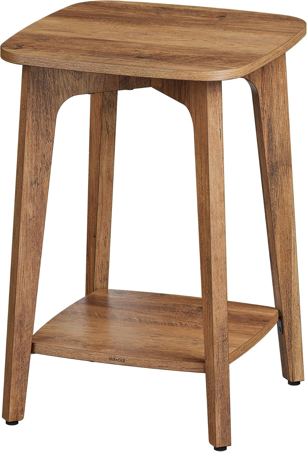 Side Table, Small Square End Table with Lower Shelf, Nightstand for Small Spaces, Living Room, Bedroom, Honey Brown ULET236K01