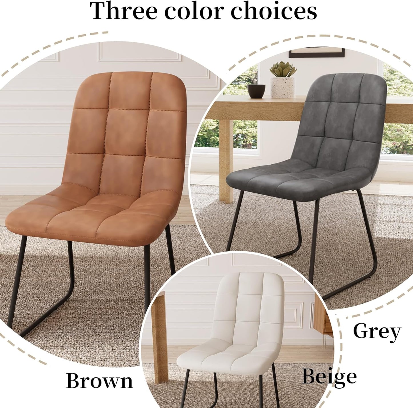 Dining Chairs Set of 2, Modern Kitchen Faux Leather Dining Room Chairs for Kitchen Living Dining Room (2 White)