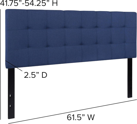 Bedford Box Stitch Tufted Upholstered Queen Size Headboard in Navy Fabric