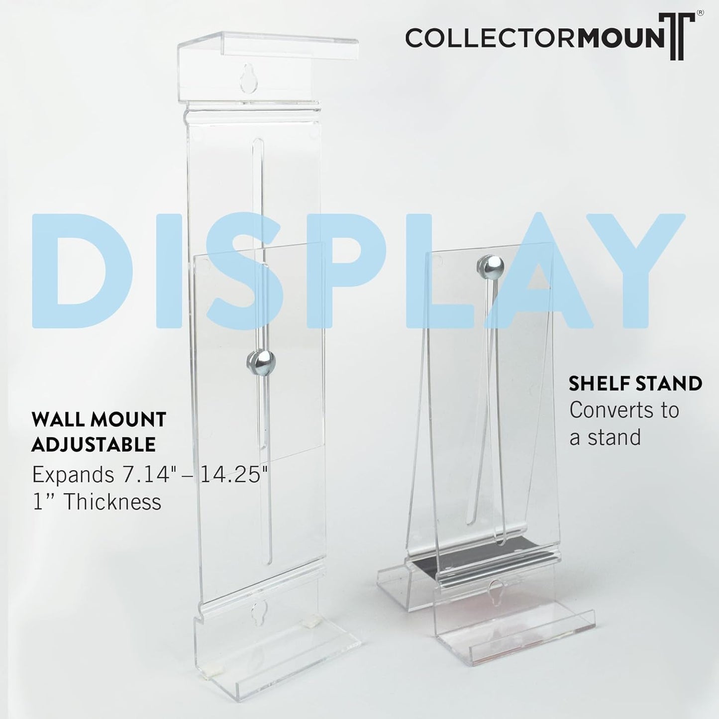 Album Mount 5 Pack Wall Mount Album Frame Brackets or Shelf Stand, Adjustable, Clear to Display Vinyl Records