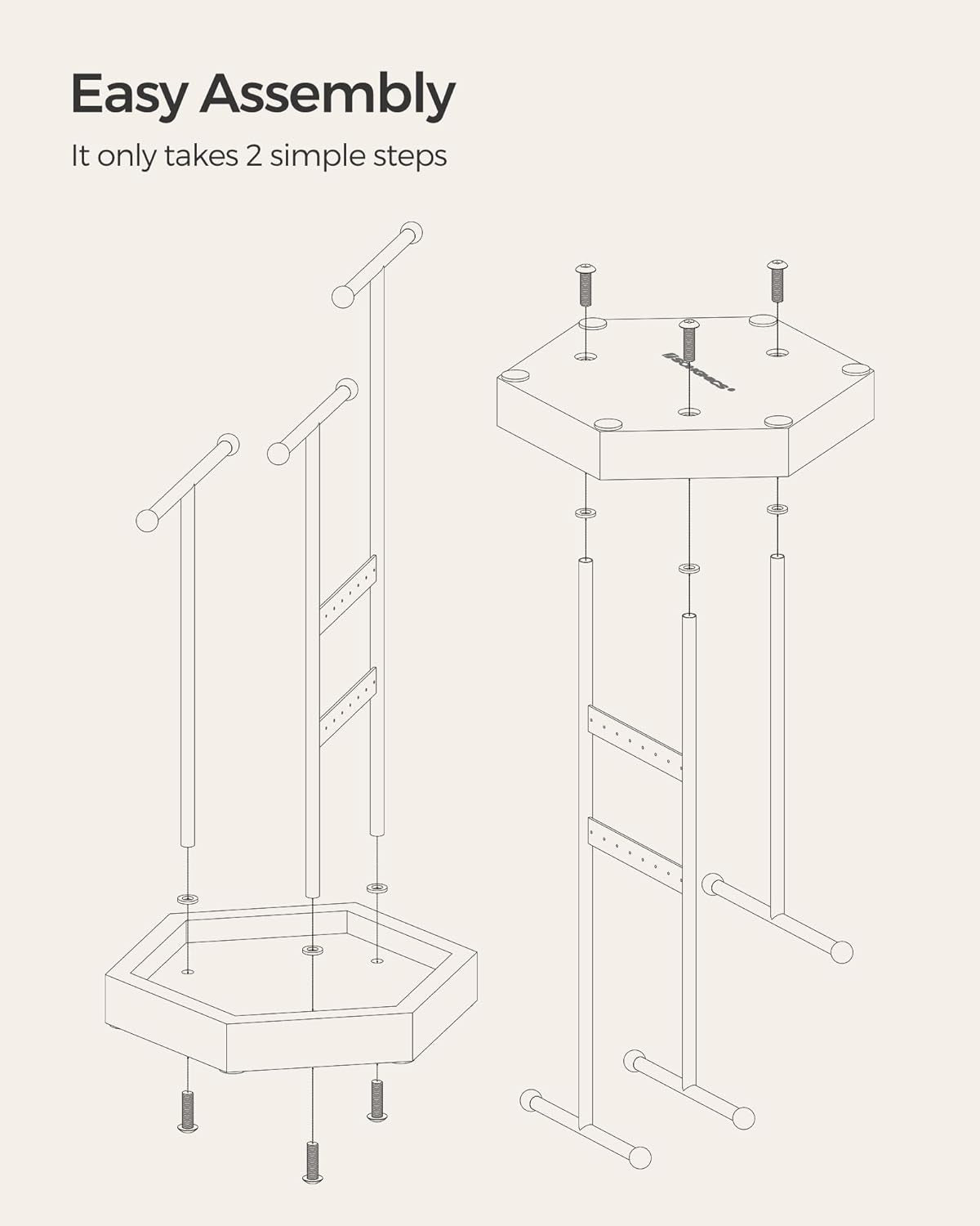 Ink black and caramel brown 3 tier jewelry display stand, view 7