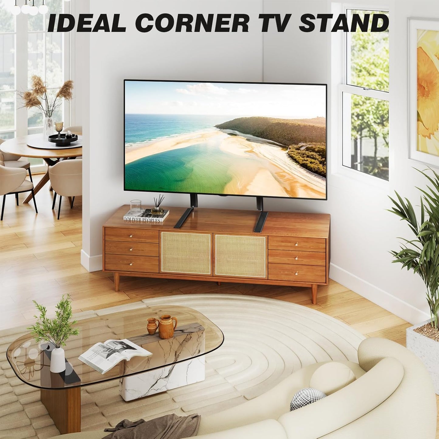 TV Stand Mount, Universal TV Stand Tabletop for 22 to 65 Inch Plasma LCD LED Flat Screen Tvs, Strong TV Legs Holds up to 88Lbs, Height Adjustable TV Base, Max VESA 800 X 500Mm
