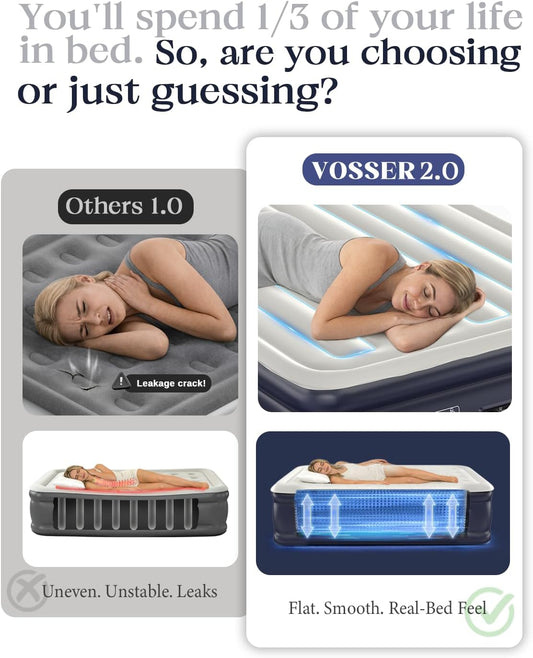 Air Mattress Queen with Built-In Pump, 18" Raised Inflatable Blow up Mattress,Upgraded Heavy Duty Portable Air Bed for Home,Guests,Floor & Camping, Self Inflating Colchon Inflable for Adults