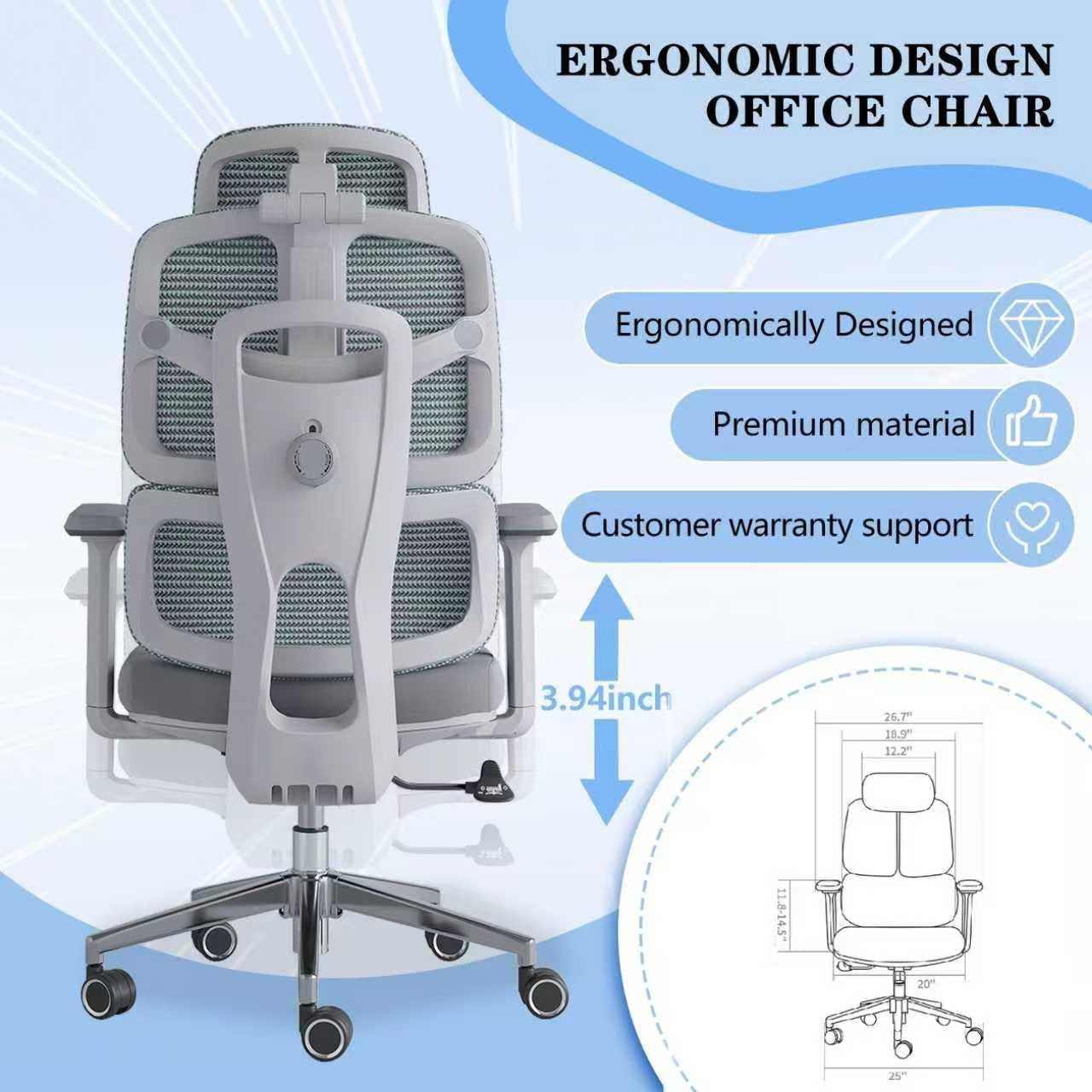 Ergonomic Office Chair 500 LBS Home Mesh Office Chair Comfortable Gaming Desk Chairs Adjustable 90-125° Tilt Rolling Computer Chairs with Wheel 3D Armrest