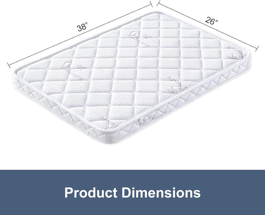 Pack and Play Mattress - 38" X 26"- Premium Knitted Fabric Safety Reinforced Play Yard Mattress - Fits for Graco & Baby Trend & Pamo Babe Playard, Firm Support and Comfort Foam,White