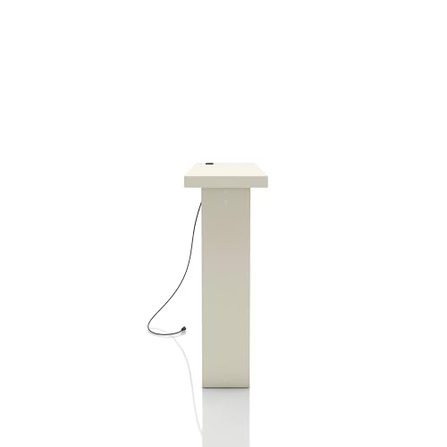 Elvis 32 inch Modern Wooden Console Table with Charging Station, USB Ports and Shelf, Behind Couch Furniture for Living Room, Entryway, Foyer, Hallway, Office, Soft White