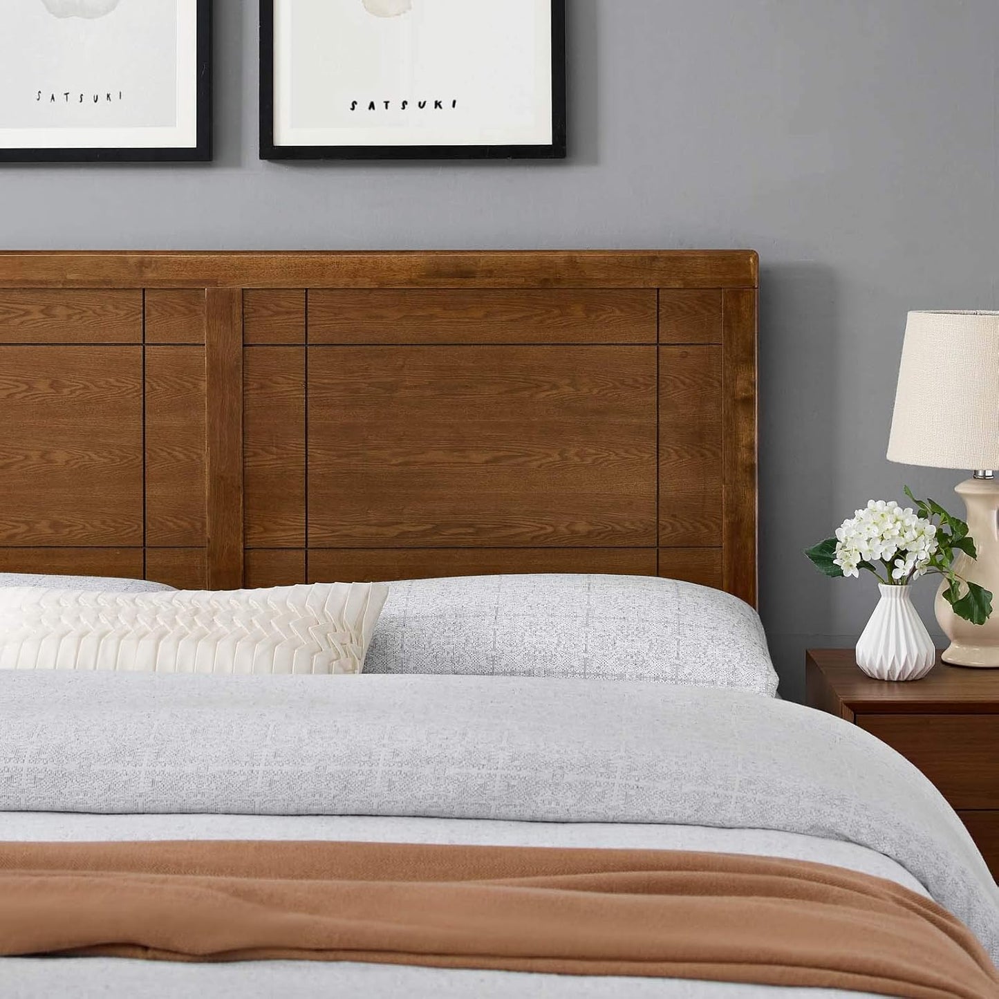 Archie King Wood Headboard in Walnut