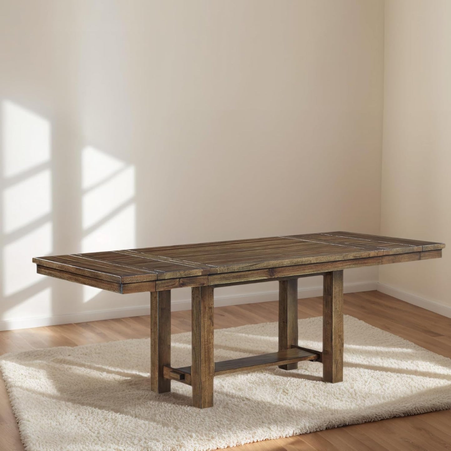 Moriville Farmhouse 36” X 30” Dining Extension Table, Seats up to 8, Brown