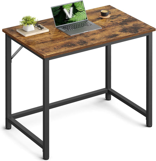 Computer Desk, Gaming Desk, Home Office Desk, for Small Spaces, 19.7 X 31.5 X 29.5 Inches, Industrial Style, Metal Frame, Rustic Brown and Black ULWD038B01
