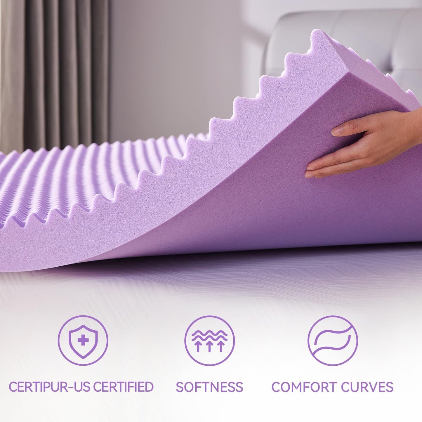 2 Inch Egg Crate Memory Foam Mattress Topper Twin Size, Soft Mattress Pad for Back Pain Relief, Bed Topper, Certipur-Us Certified