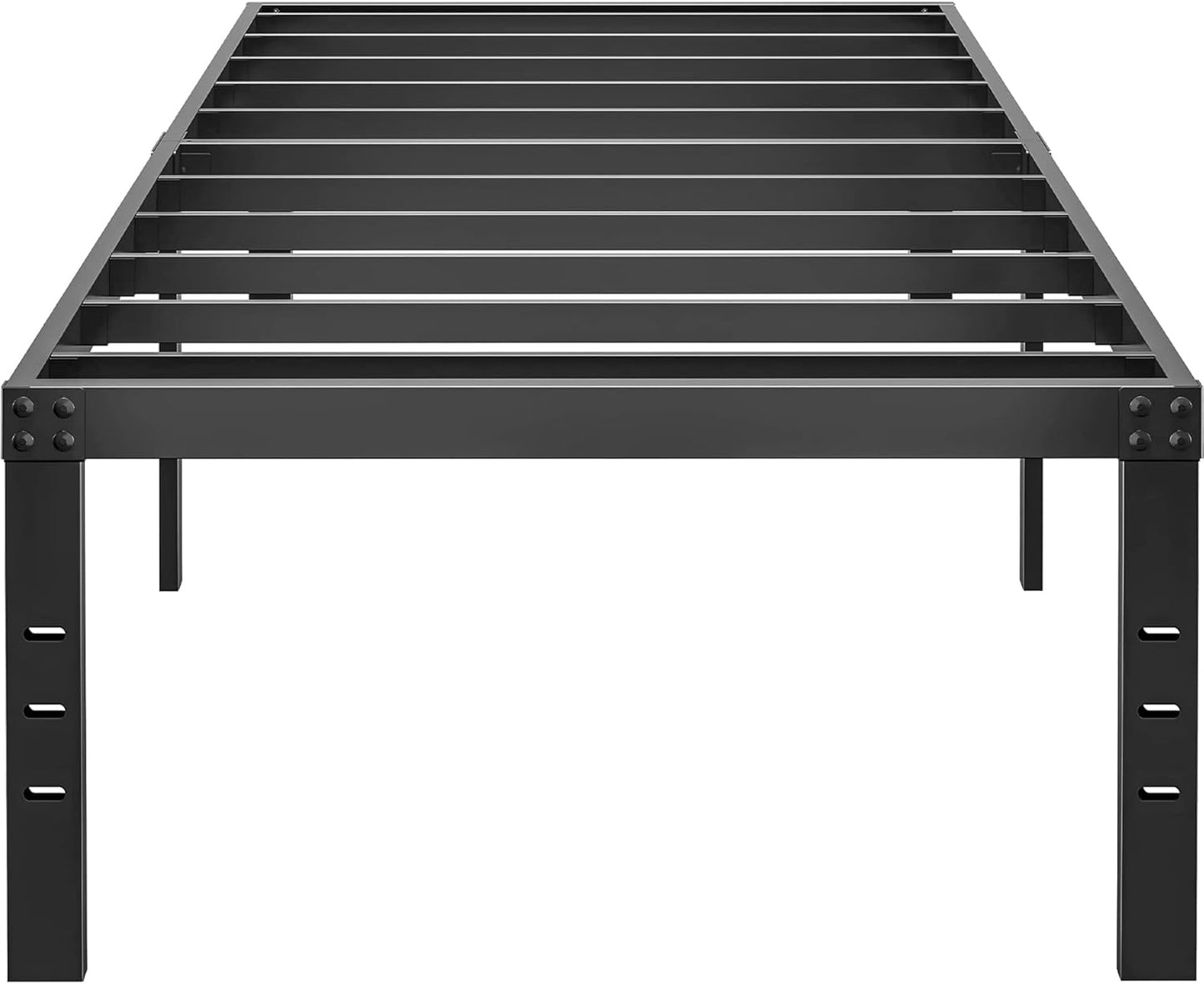 18 Inch Metal Twin Bed Frame No Box Spring Needed - Easy Assembly Heavy Duty Noise Free Narrow Bedframes - Single Black Basic Steel Slats Platform with Storage