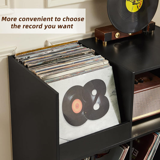 Large Record Player Stand, 48''Turntable Stand with Storage, Vinyl Record Holder with Display Area, Record Player Table Holds up to 450 Albums, Record Stand for Music Room Living Room
