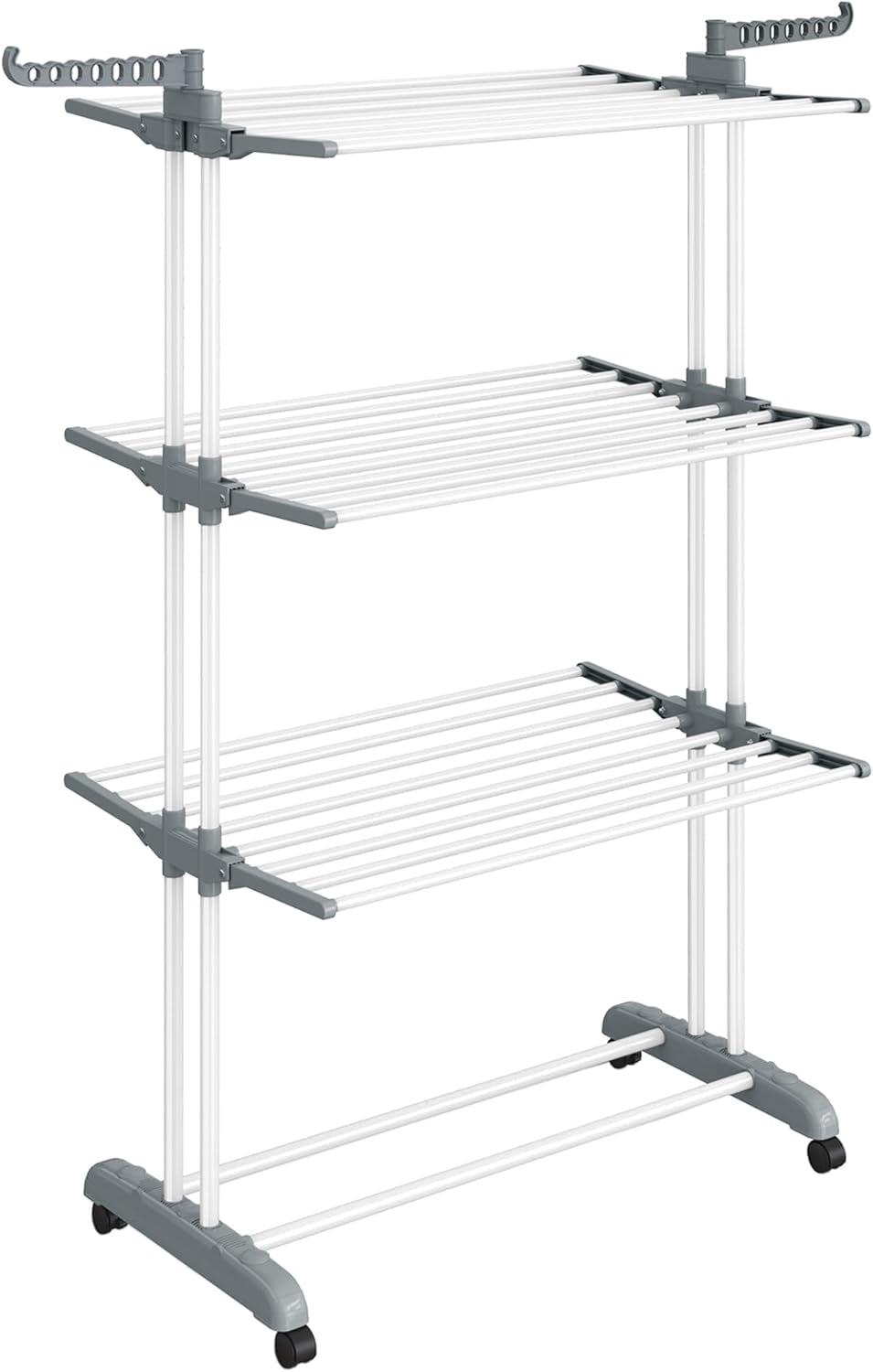 Clothes Drying Rack Stand 4-Tier, Foldable Laundry Drying Rack 68.1-Inch Tall, Steel, Rolling Clothes Horses Dryer Rack, Easy to Assemble, Indoor Outdoor Use, White ULLR701W01
