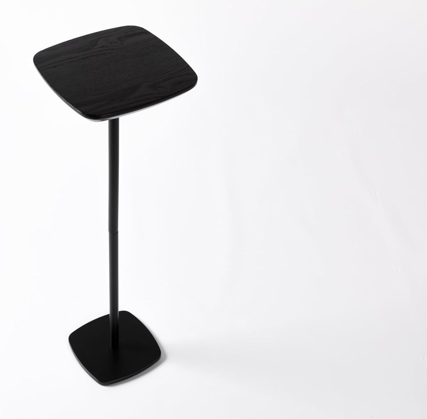 Small Pedestal Drink Table, Wooden Top Side Tables Martini Cocktail Drink Stand, Durable Square Tiny End Table Accent Table with Weighted Base for Living Room, Bedroom, Office, Small Spaces, Black