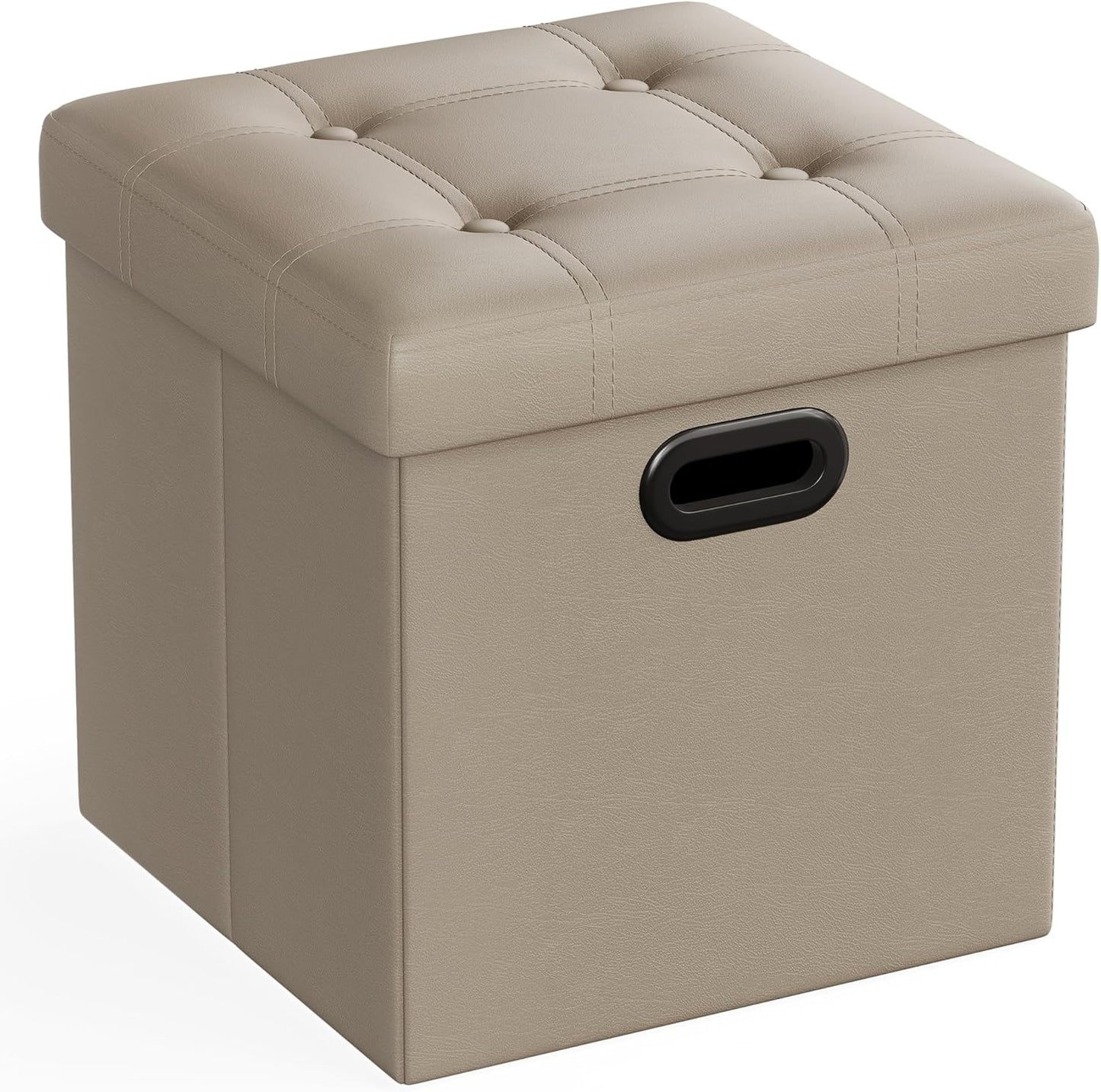 MAZIE Collection - 43 Inches Storage Ottoman Bench with Flipping Lid, Storage Chest with Iron Frame Support, Load 660 Lb, for Living Room, Bedroom, Synthetic Leather, Black ULSF75BK