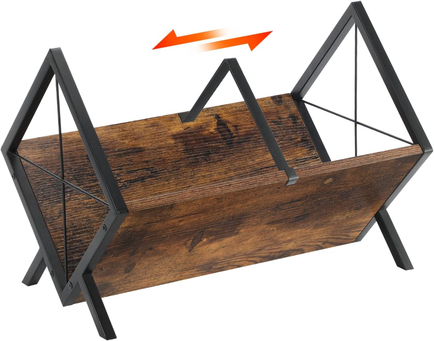 Rustic brown retro vinyl record storage rack, view 9