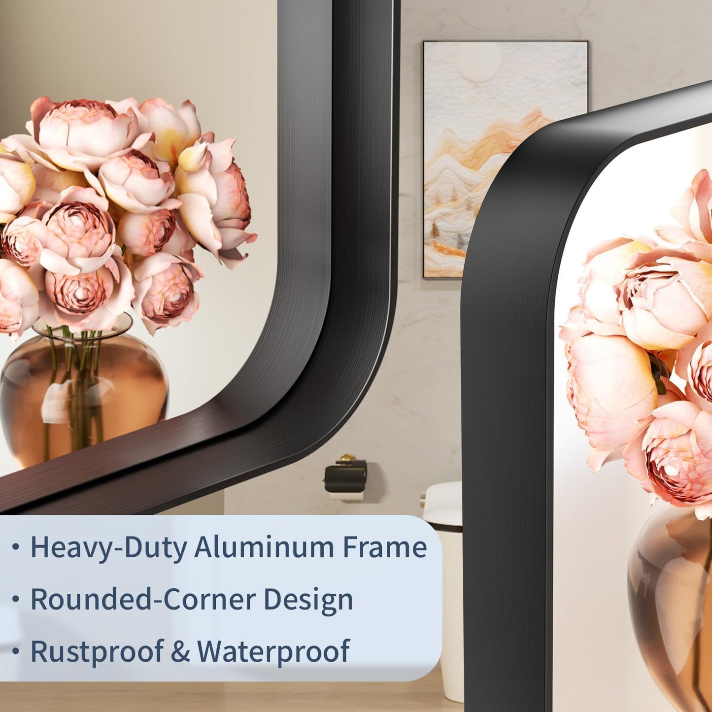 24×32 Silver Bathroom Mirror for over Sink - Rectangular Bathroom Mirrors with Tempered Glass & Aluminum Frame, for Restroom Vanity, Entryway, Bedroom, Horizontal/Vertical, Rounded Corners