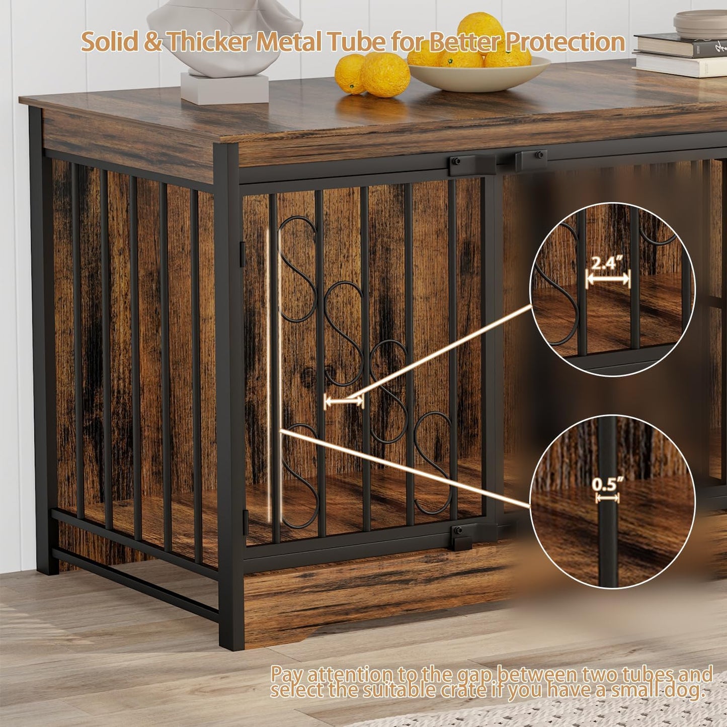 71 Inch Dog Crate Furniture for 2 Dogs, Extra Large Double Dog Cage Large Breed, Heavy Duty Wooden Dog Kennel Furniture TV Stand, Sturdy Dog Kennel with Divider for Large Dogs, White