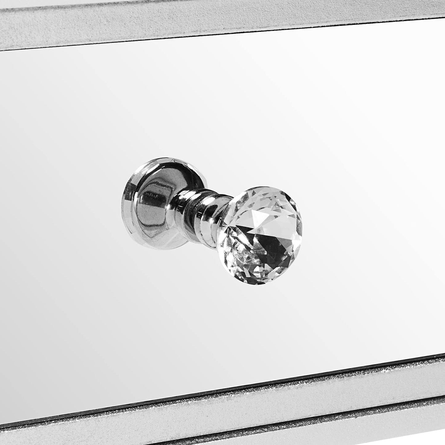 Silver mirrored end table with drawer, view 9