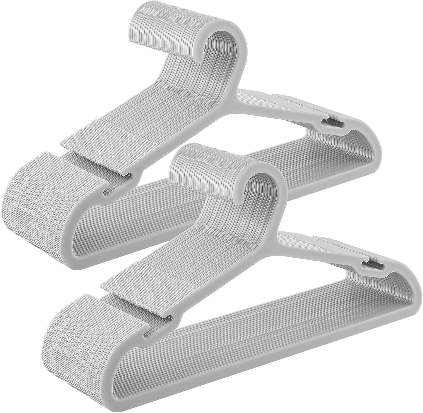 Clothes Hangers, Pack of 50, Plastic Hangers, with Wide Shoulder Notches, Space-Saving Coat Hangers, 16.4 Inches Wide, for Closet, Cloud White UCRP010W01