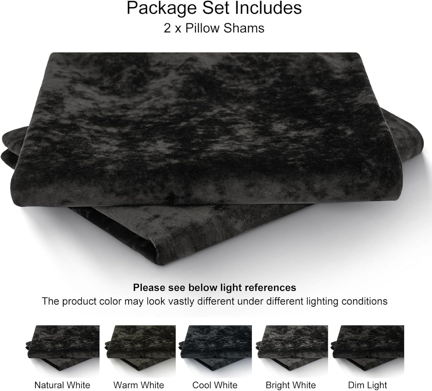 Truly Velvet Pillowcases King Size, No Insert, 2 Pack Ultra Soft Breathable Pillow Shams Covers with Envelope Closure, 20" X 36" Luxury Cozy Warm Fuzzy Flannel Pillow Cases, Black