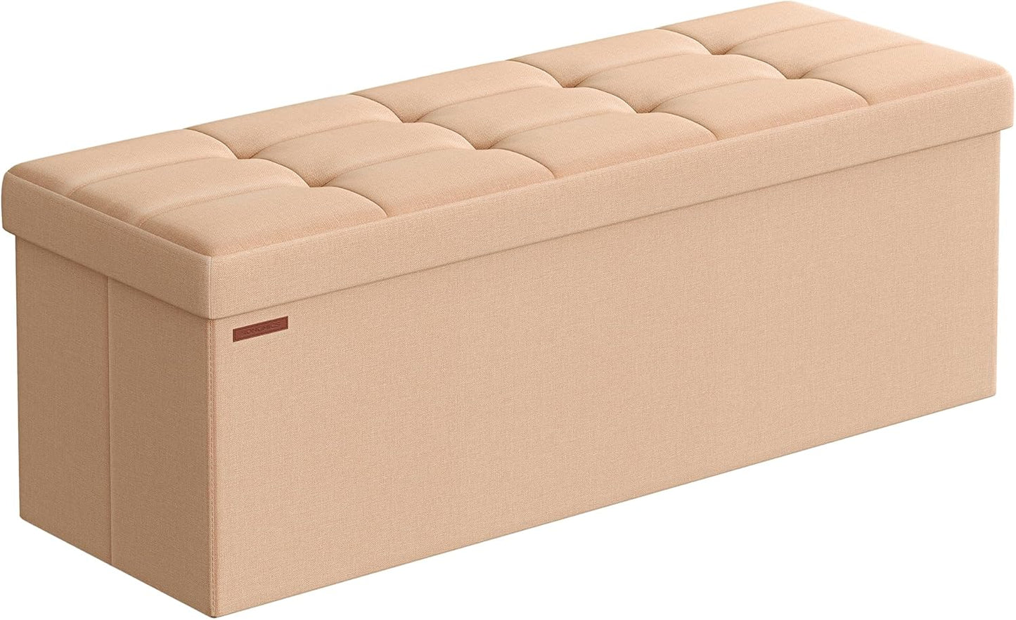 MAZIE Collection - 43 Inches Folding Storage Ottoman Bench, Ottoman Foot Rest, End of Bed Bench, Storage Chest, Load 660 Lb, for Living Room, Bedroom, Entryway, Dark Gray ULSF77K
