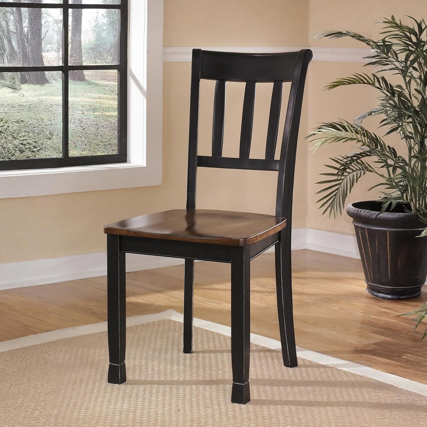 Owingsville Modern Farmhouse Dining Room Side Chair, Set of 2, Black and Brown
