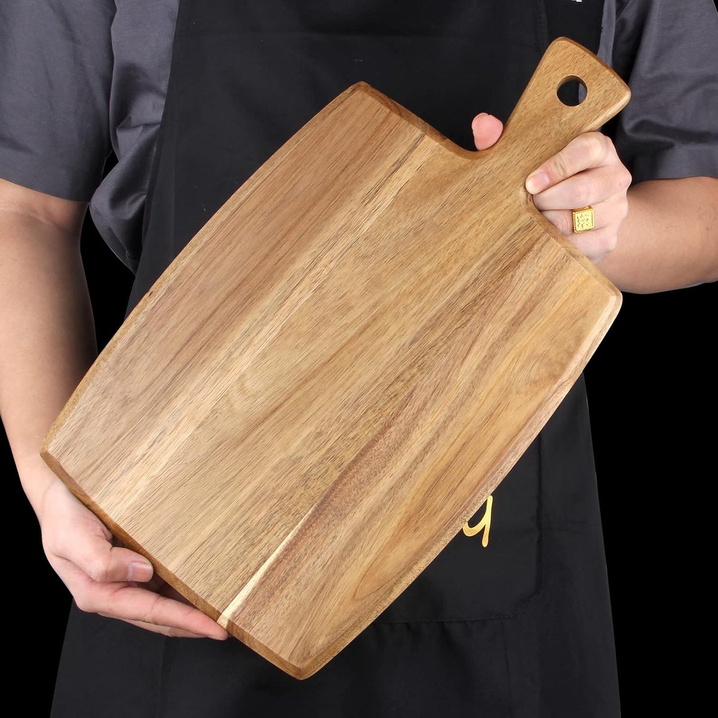 Large Wooden Charcuterie Boards Acacia Wood Cutting Boards for Kitchen Meat Chopping Board Bread Serving Cheese Board Decorative Big Cutting Board with Handle Butcher Block Food Tray Cheese Platter