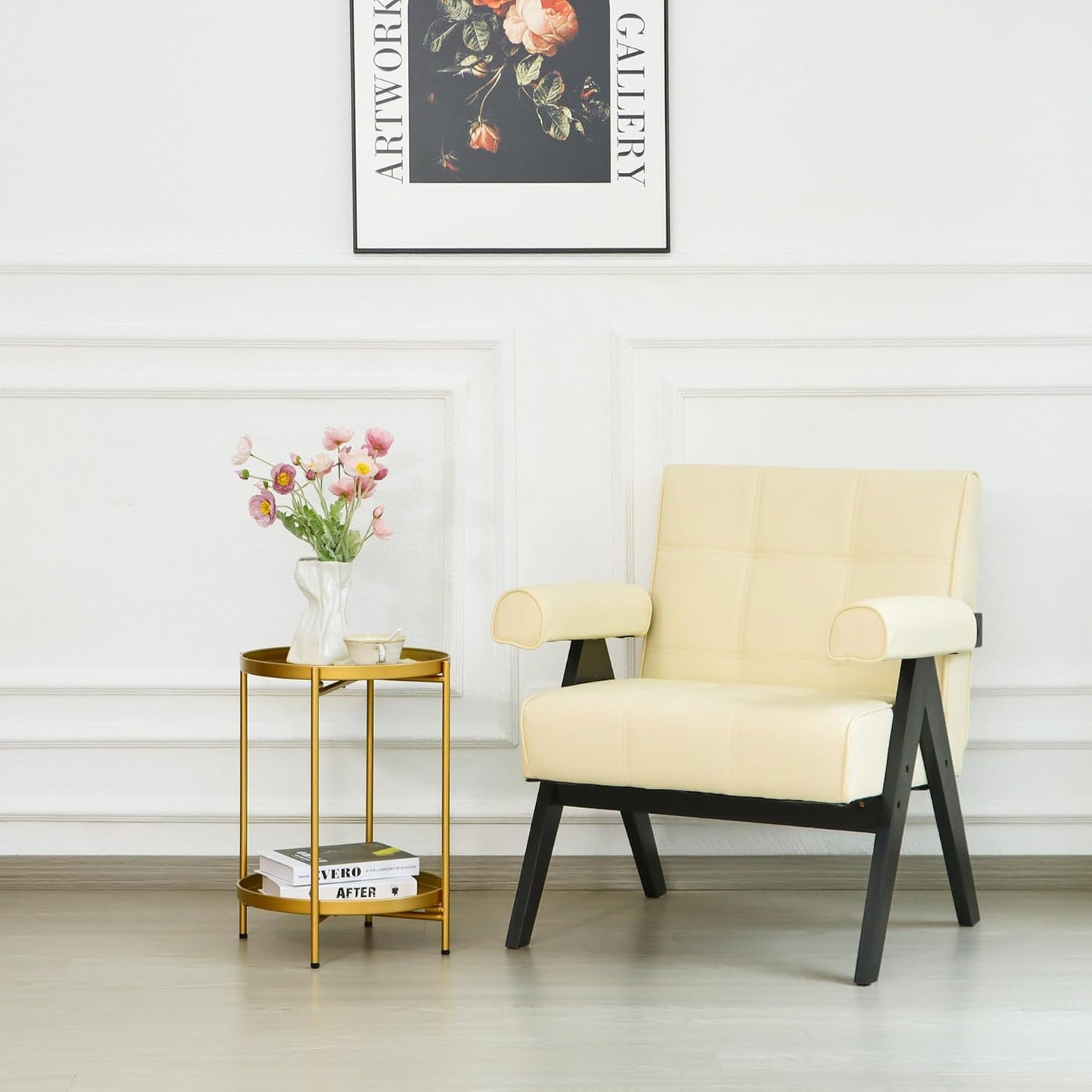 2-Tier round End Side Table, Small Metal Side Table with Removable Tray, Folding Accent Tables for Living Room, Balcony, Nightstand for Bedroom, Outdoor Tables for Patio, Gold