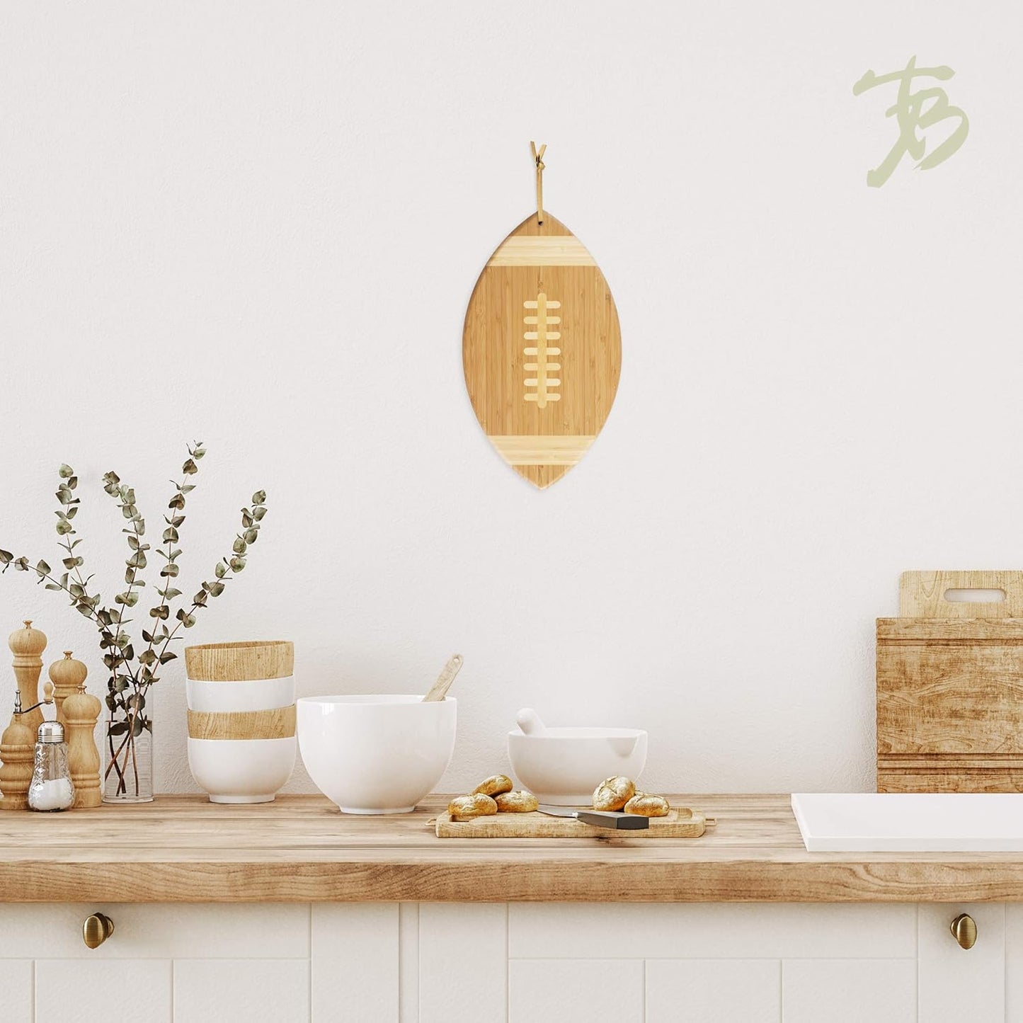 Football Shaped Bamboo Wood Cutting Board and Charcuterie Board, Great Gift for Football Fans