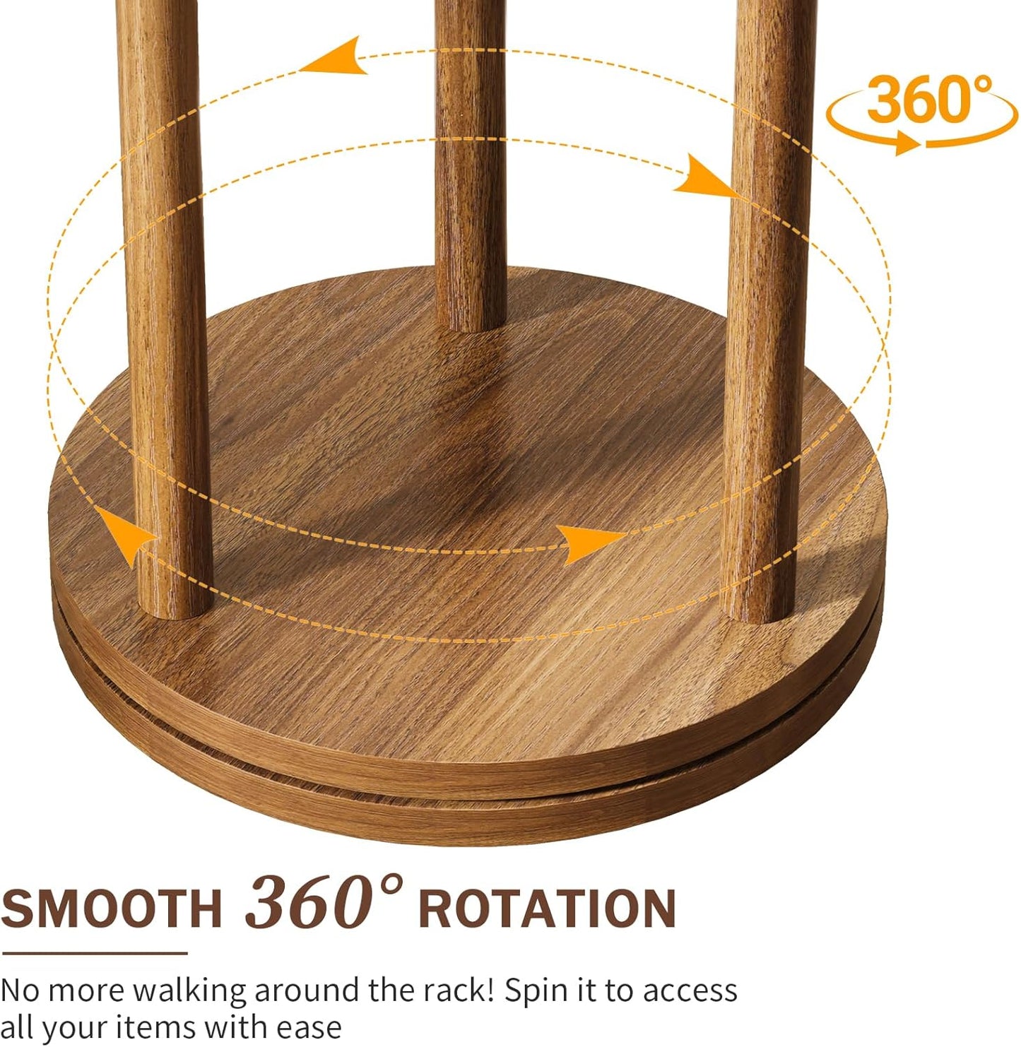 Rotary Coat Rack Freestanding - Solid Wood Coat Tree with 9 Hooks & 3 Storage Shelves for Purse, Bag, Jacket, Hat, Corner Hanger Stand Racks for Hall, Entryway, Office, Modern Clothes Holder